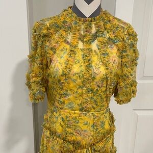 Mac Duggal Yellow Floral Dress